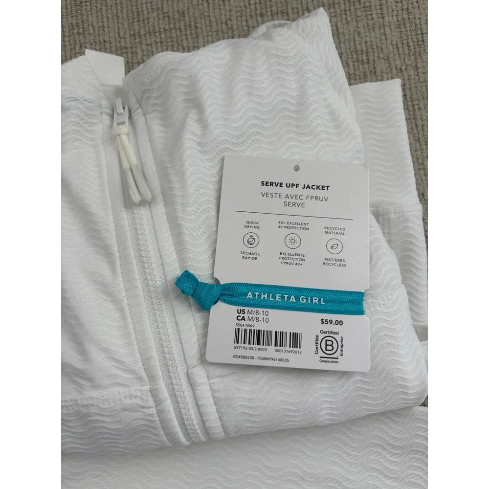 Athleta Girl Serve UPF Jacket Skort Tank 3 Piece NWT Size M 8-10 White